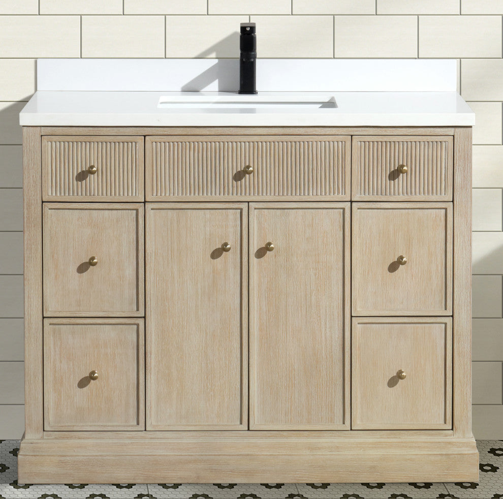 Redondo Bathroom Vanity, Ash Oak, 42", Single Sink, Freestanding