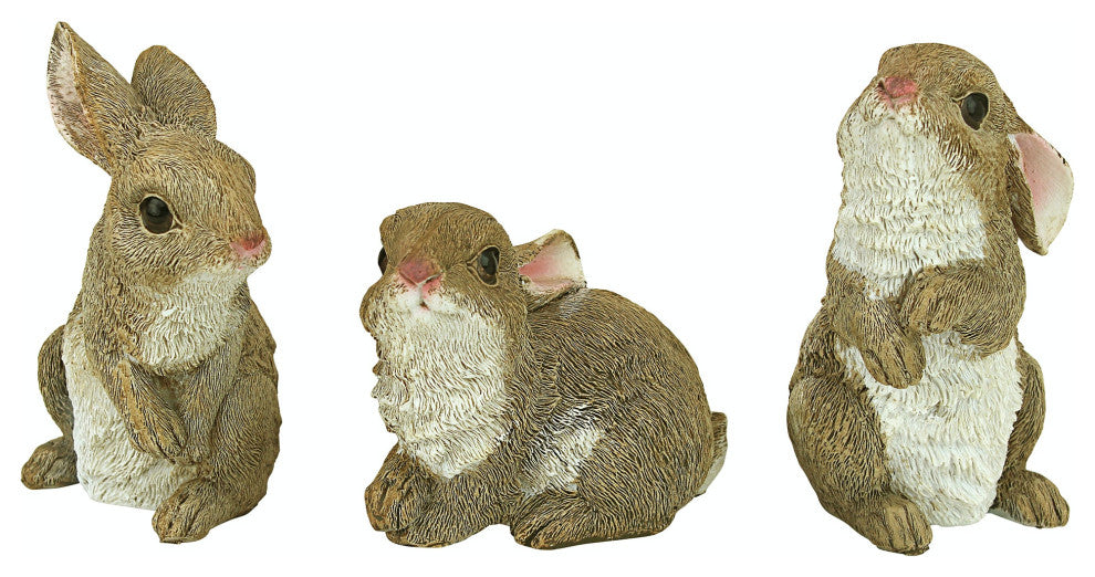 Garden Rabbit Statue Sculpture - Set of 3
