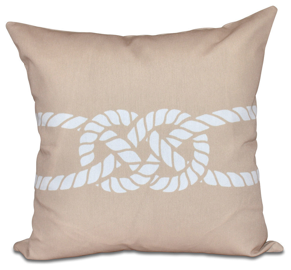 Carrick Bend, Geometric Print Pillow, Beige And Taupe, 18"x18"