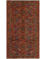 Fine Vintage Distressed Terrell Red/Navy Rug, 5'5 x 9'10