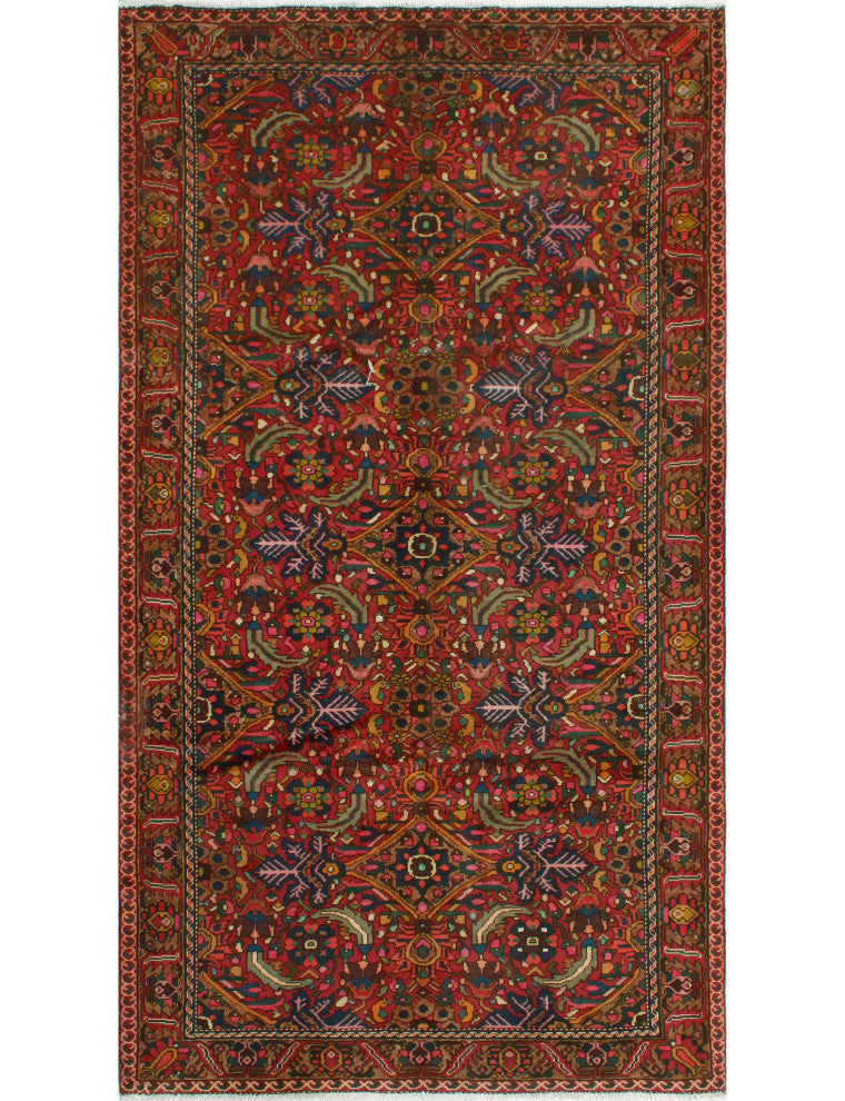 Fine Vintage Distressed Terrell Red/Navy Rug, 5'5 x 9'10