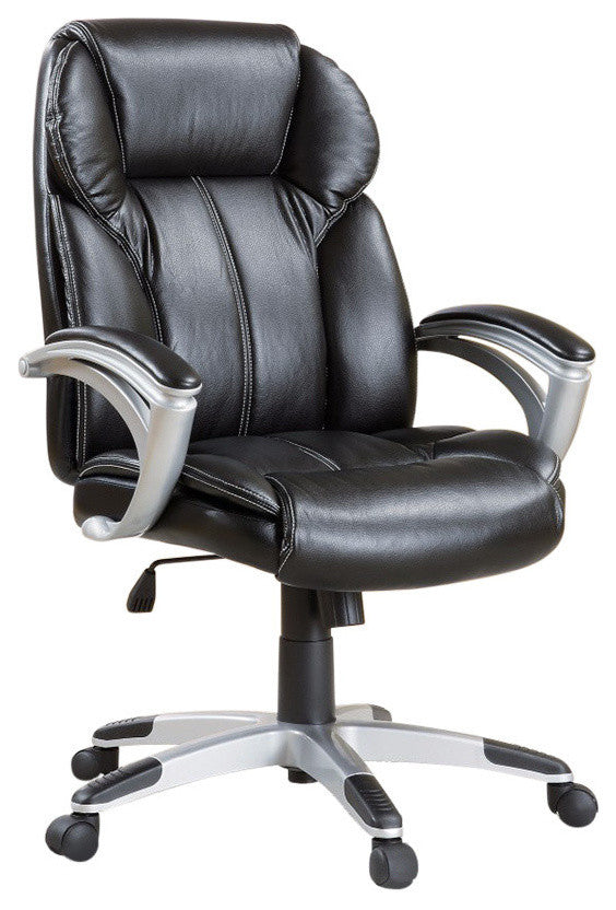 Executive High-Back Leather Chair, Black