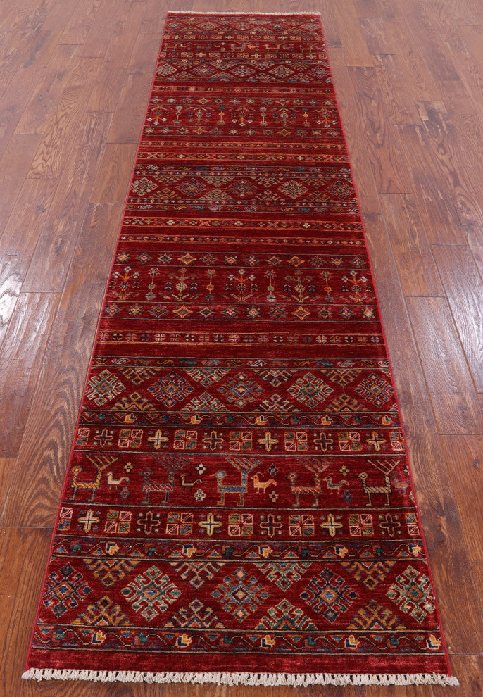 2' 7" X 10' 5" Hand Knotted Persian Gabbeh Tribal Runner Rug Q5717