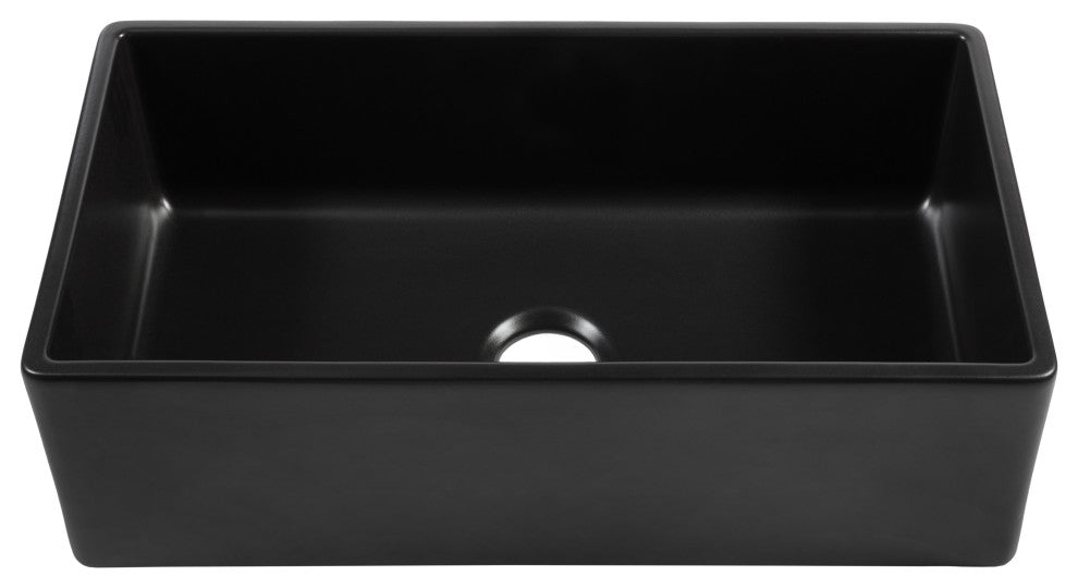 Austen Matte Black Fireclay 33" Single Bowl Farmhouse Undermount Sink