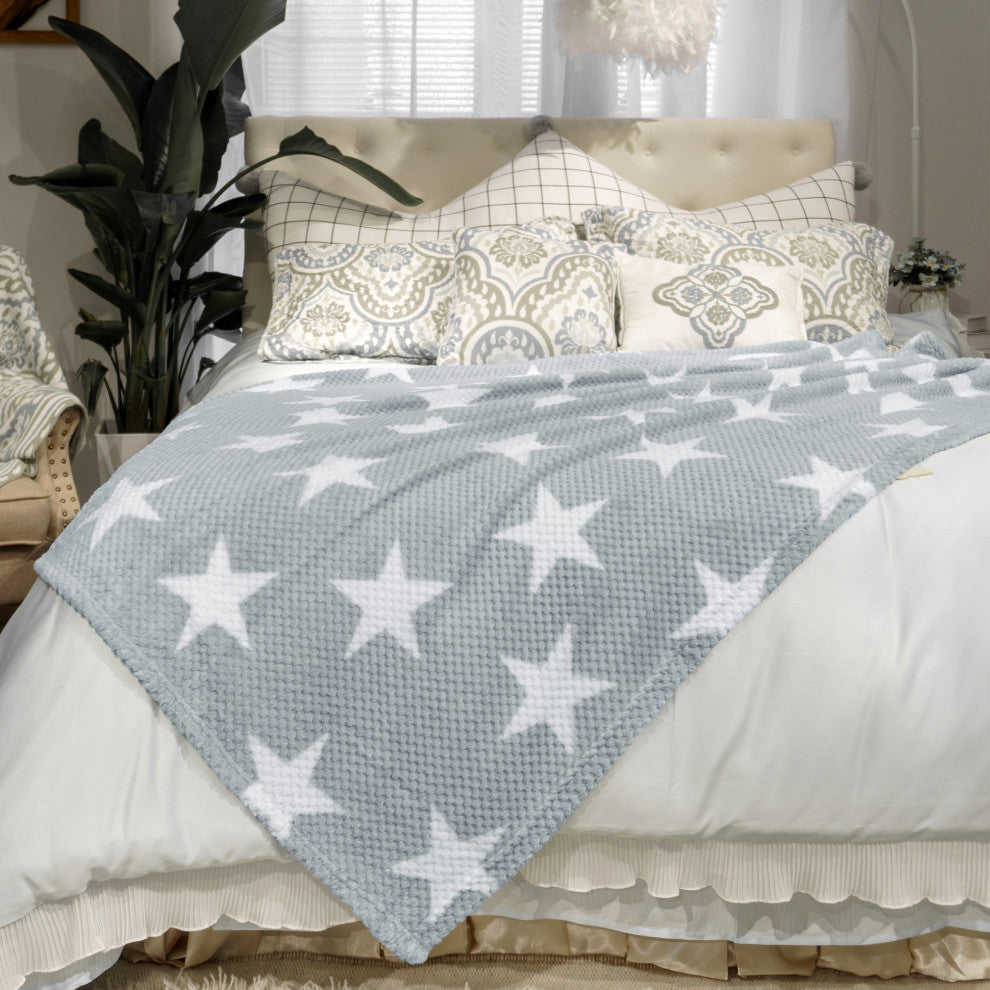 Star Flannel Travel Throw, Silver, 50" X 70"