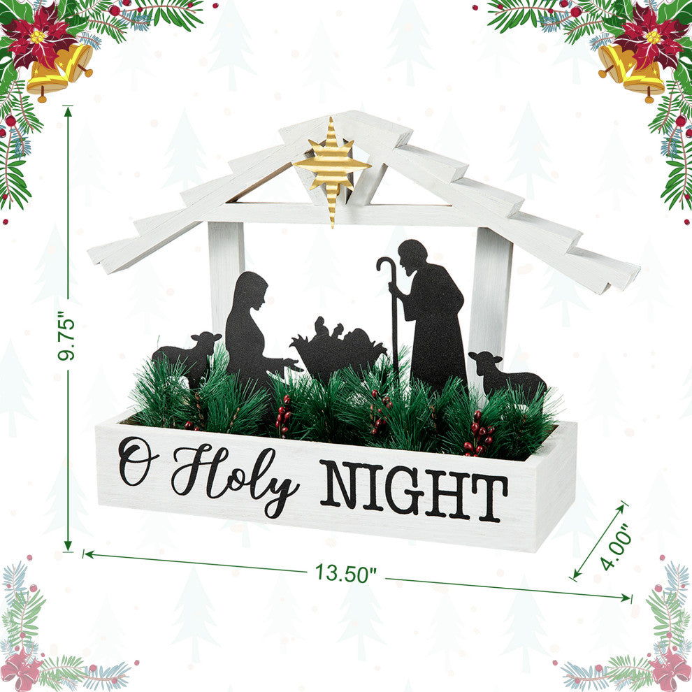 13.5"L Wooden Nativity Table Decor