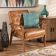 Sorrento Mid-Century Tan Faux Leather and Walnut Wood Lounge Chair