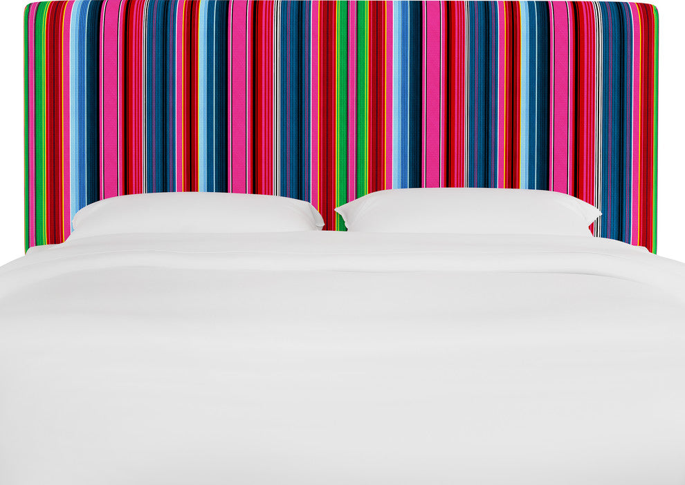Browder King Upholstered Headboard, Serape Stripe Bright Multi