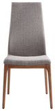 Nimes Mid-Century Dining Chair, Walnut Finish and Gray Fabric, Set of 2