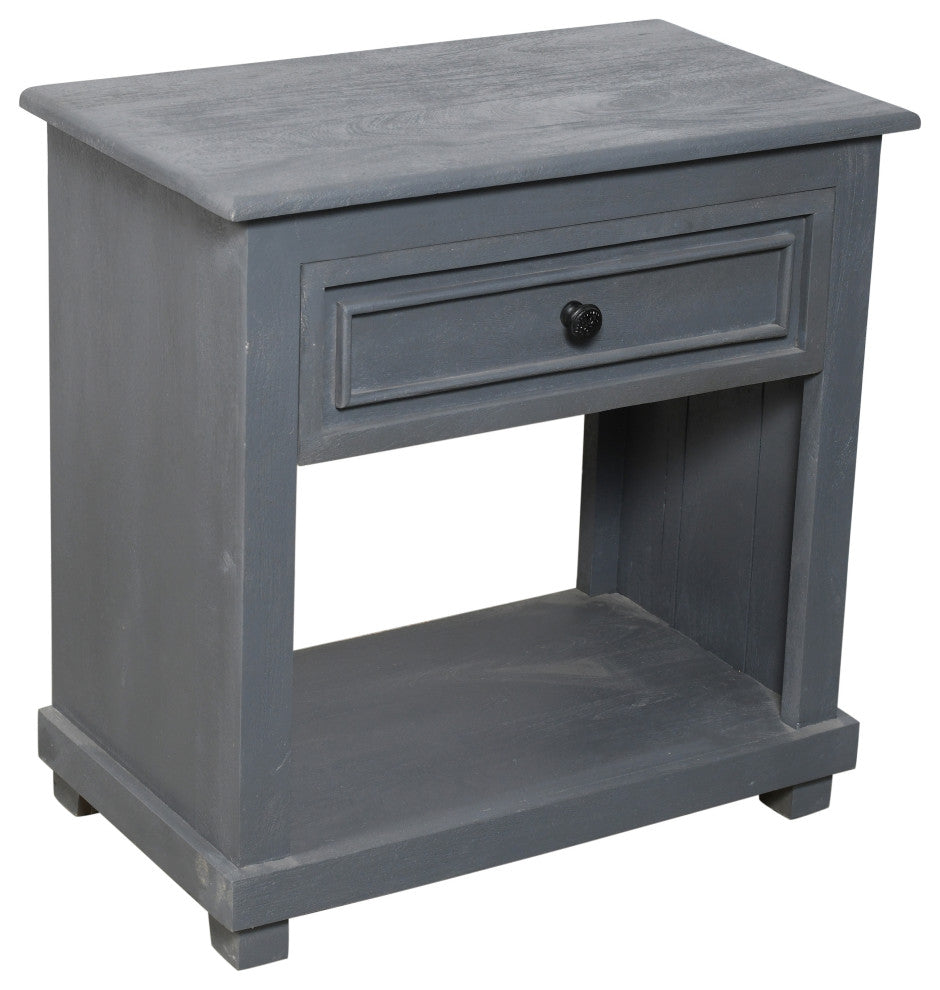 Jenna 1-Drawer Solid Wood Nightstand With Gray Finish