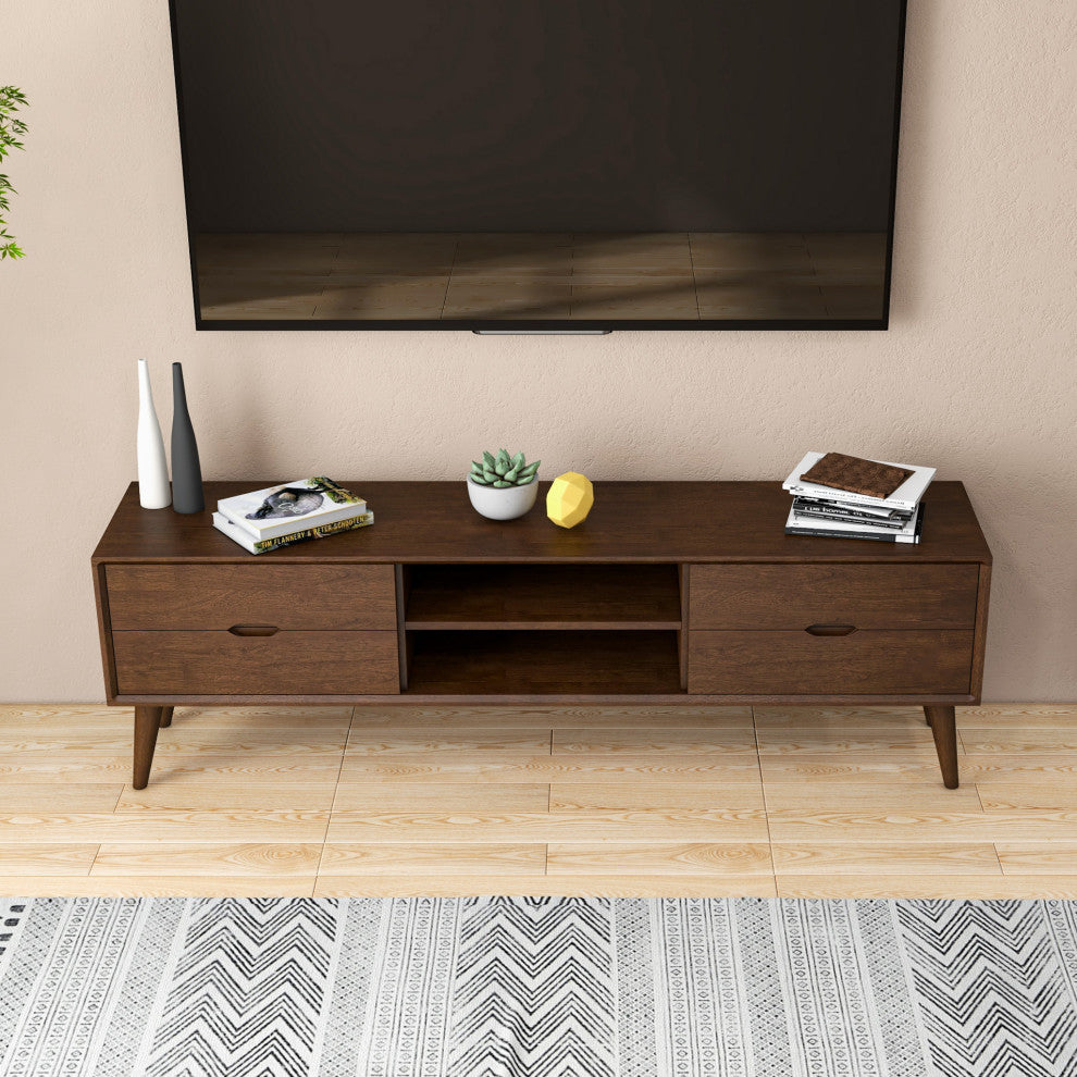 Benjamin Mid-Century Modern Solid Wood TV Stand With 6 storage cabinet