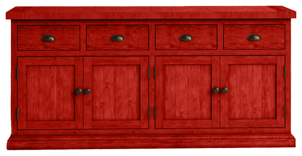 70" Rustic Sideboard Buffet, Persimmon Red