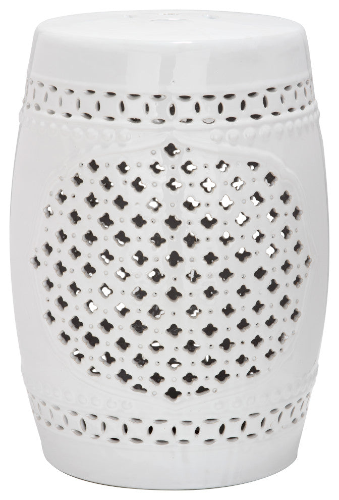 Safavieh Quatrefoil Garden Stool, White