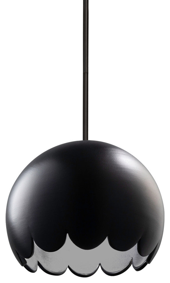 Radiance Scallop Pendant, Carbon, Matte Black, Matte Black, Rigid Stem, E26