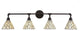 Vintage 4-Light Bath Bar, Dark Granite Finish, 7" Sandhill Art Glass