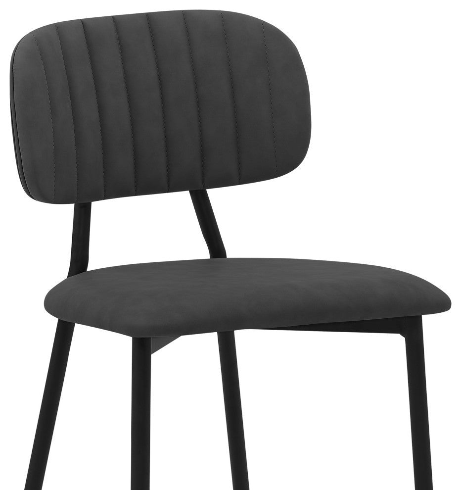 Rococo 26" Gray Faux Leather and Metal Counter Height Bar Stool