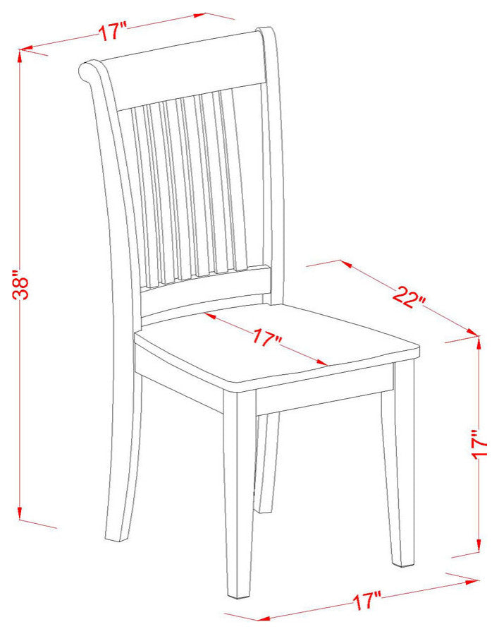 5-Piece Dinette Table Set - Table And 4 Wood Seat Dining Chairs In Oak Finish
