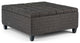Harrison 36" Wide Square Coffee Table Storage Ottoman In Ebony Tweed Look Fabric