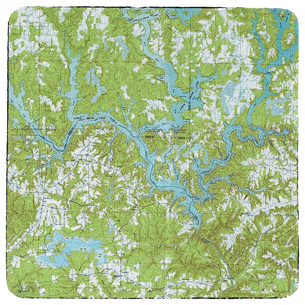 Lewis Smith Lake, AL Nautical Map Coaster - 3 Sets of 4 (12 Total) Set of 4