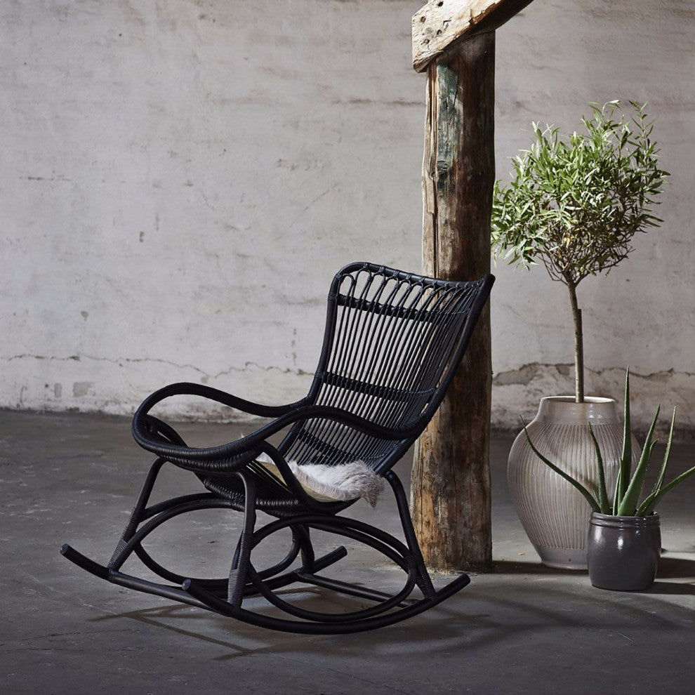 Monet Rattan Rocking Chair, Black