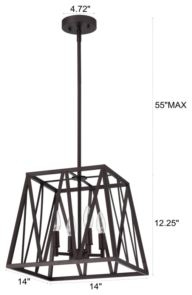 Ironclad Industrial Oil Rubbed Bronze Inverted Pendant Ceiling Fixture 14" Wide