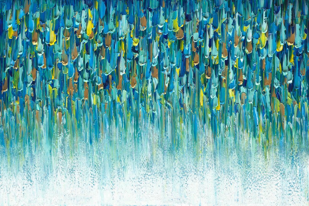 Blue-Green Abstract Textured Hand-Painted Canvas Art