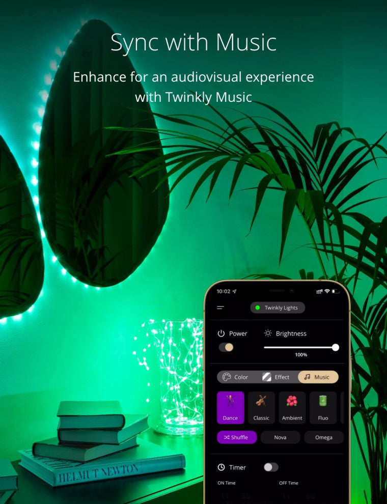 Twinkly Dots Indoor Smart Light String 60 RGB LEDs, Black Wire, Light Decor, 10'