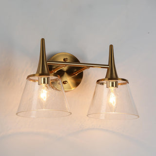 LNC 14" 2-Light Polished Gold With Seeded Glass Modern Vanity Light