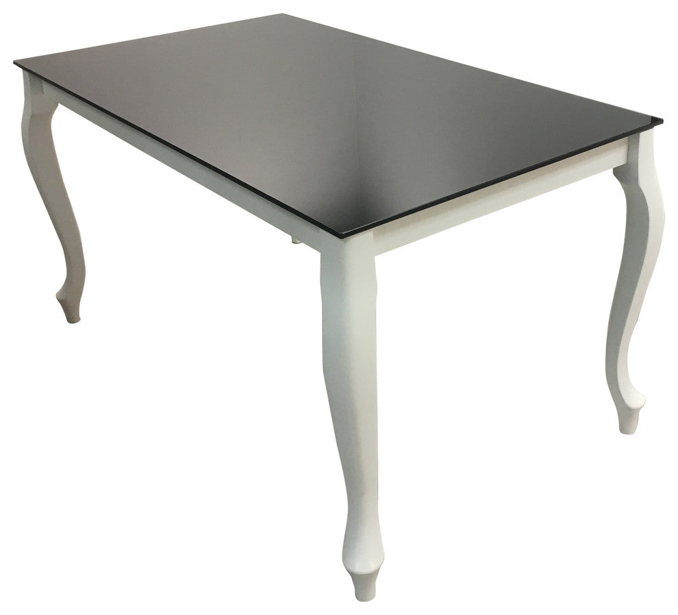 Retro Glass Top Extendable Dining Table, Black & White