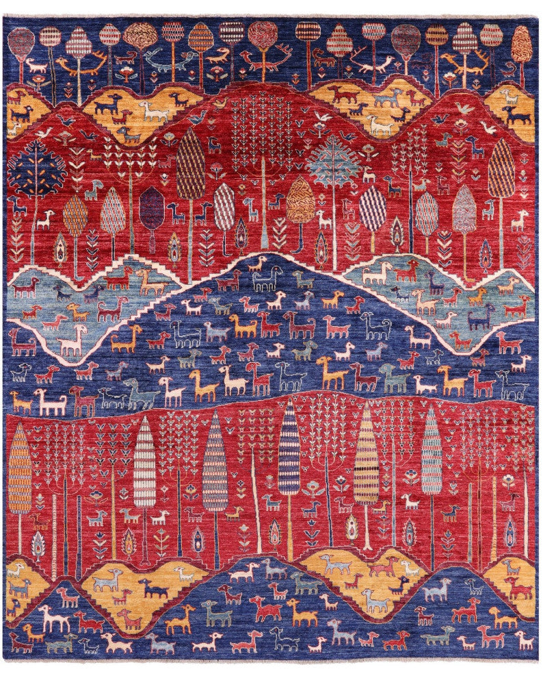 8' 3" X 9' 10" Handmade Tribal Persian Gabbeh Wool Rug Q7921