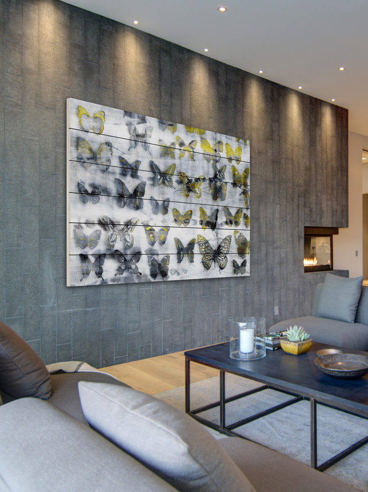 "Yellow Wings" UV Ink Print on White Wood60"x40", 60"x40"
