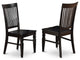 Weston Dining Wood Seat Chair With Slatted Back, Black- Set of 2, Black