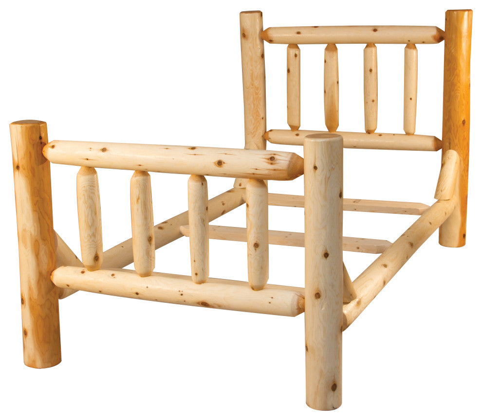 White Cedar Log Mission Style Bed, Twin