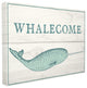 Blue & White Whalecome Welcome Narwhal Planks Canvas Wall Art, 16"x20"