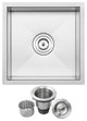 16" Zero Radius Undermount 16-Gauge Stainless Steel Kitchen and Bar Sink, Sink W