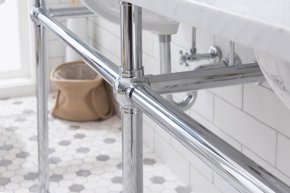 Embassy 72" Wide Double Wash Stand, P-Trap, Countertop With Basin, Faucet