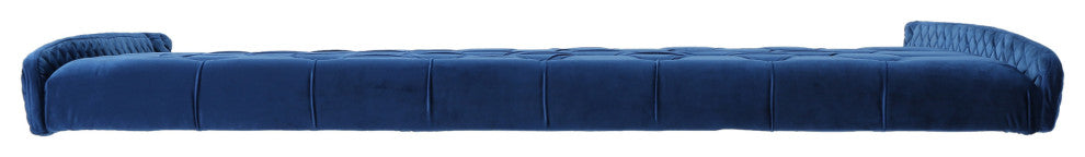 GDF Studio Lidia Wingback Queen/Full Tufted Fabric Headboard, Navy Blue