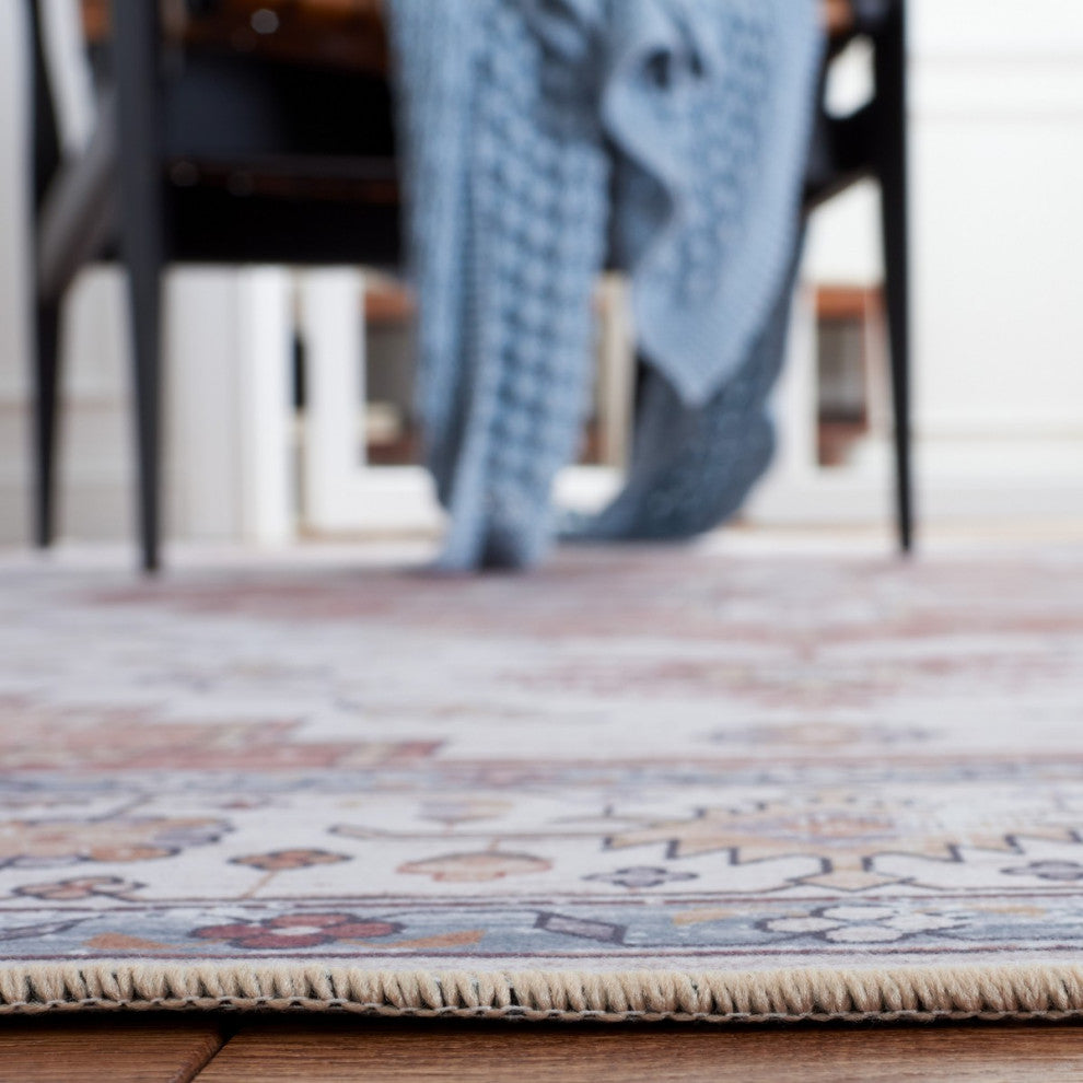 Safavieh Couture Tucson Collection, TSN109 Machine Washable Rug, Ivory / Rust, 6' Square