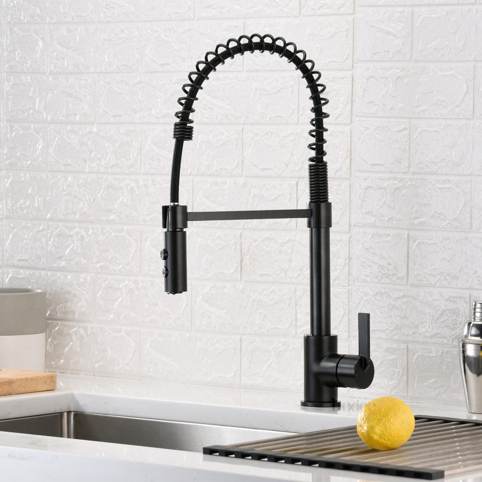 Luxier KTS22-T Single-Handle Pull-Down Sprayer Kitchen Faucet, Oil Rubbed Bronze