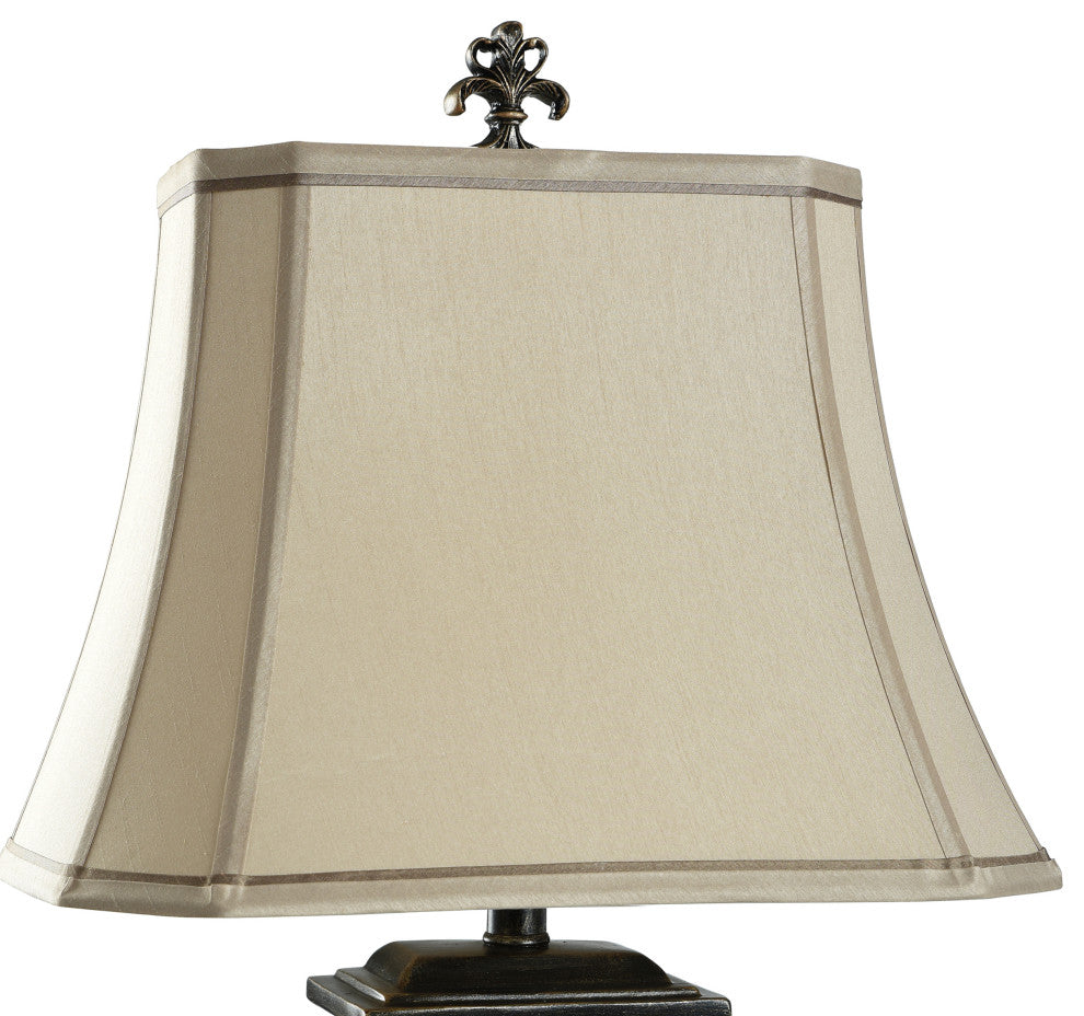 Dundee Table Lamp Faux Crocodile Hide and Gold Highlighted Finish, Cream Fabric