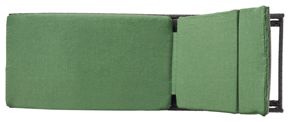 GDF Studio Nassau Outdoor Gray Wicker Chaise Lounge, Jungle Green Cushion