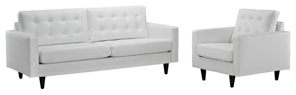 White Empress Sofa and Armchair Set of 2