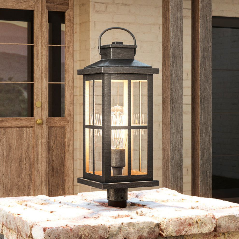 Luxury Transitional Post Light, Aged Pewter