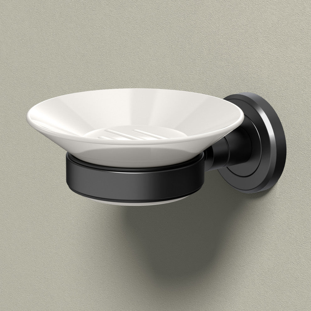 Latitude II Porcelain Soap Dish, Matte Black