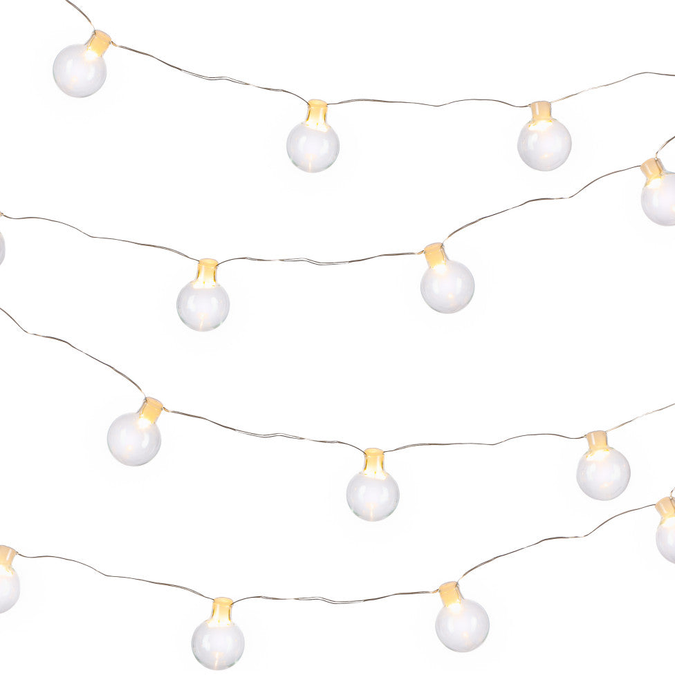Clear Glass Bubble Micro LED Battery Operated Light String With WW Lights