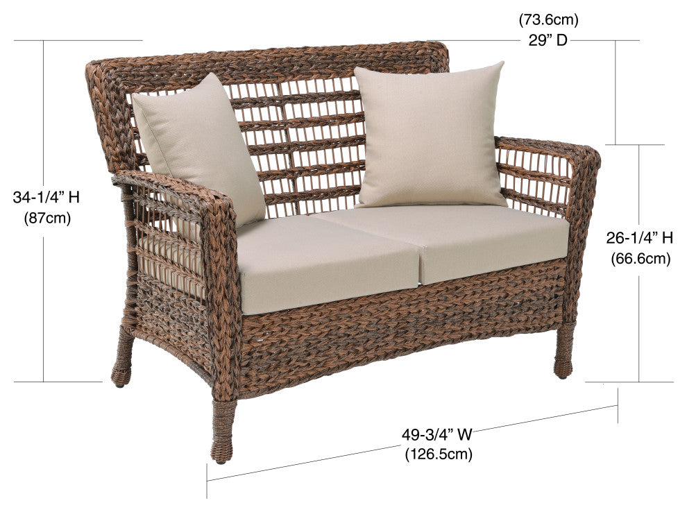 Modern Concept Faux Sea Grass Resin Rattan Patio 6-Piece Conversation Set