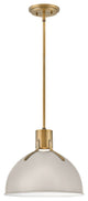 Hinkley Argo 14" Small LED Pendant Light, Lacquered Brass + Light Taupe shade