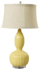 29" Ribbed Gourd Ceramic & Acrylic Table Lamp, Straw