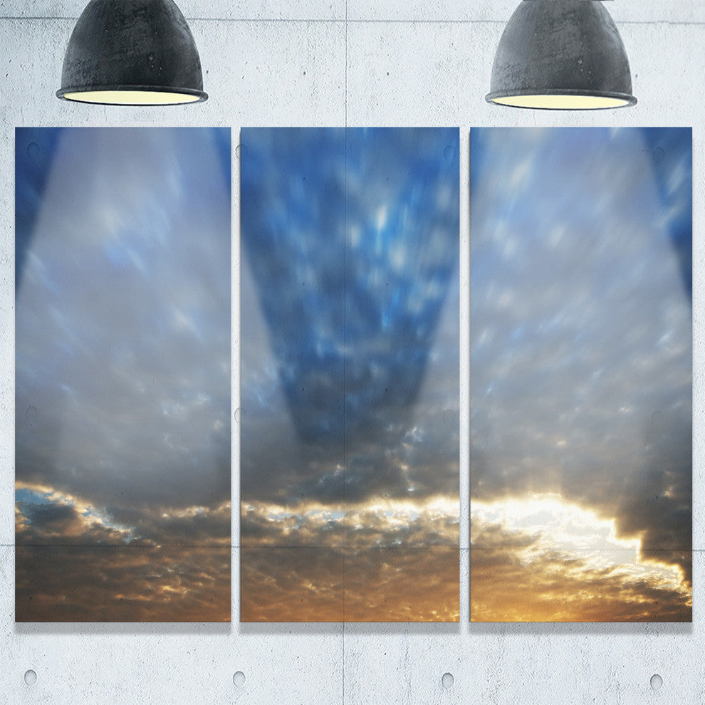 "Dramatic Blue and Brown Skies" Metal Wall Art, 3 Panels, 36"x28"