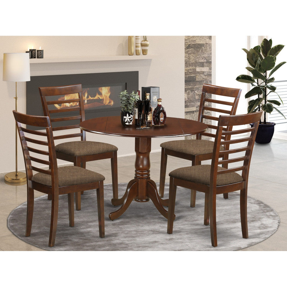5 Pc Kitchen Table Set -Dining Table And 4 Linen Kitchen Chairs